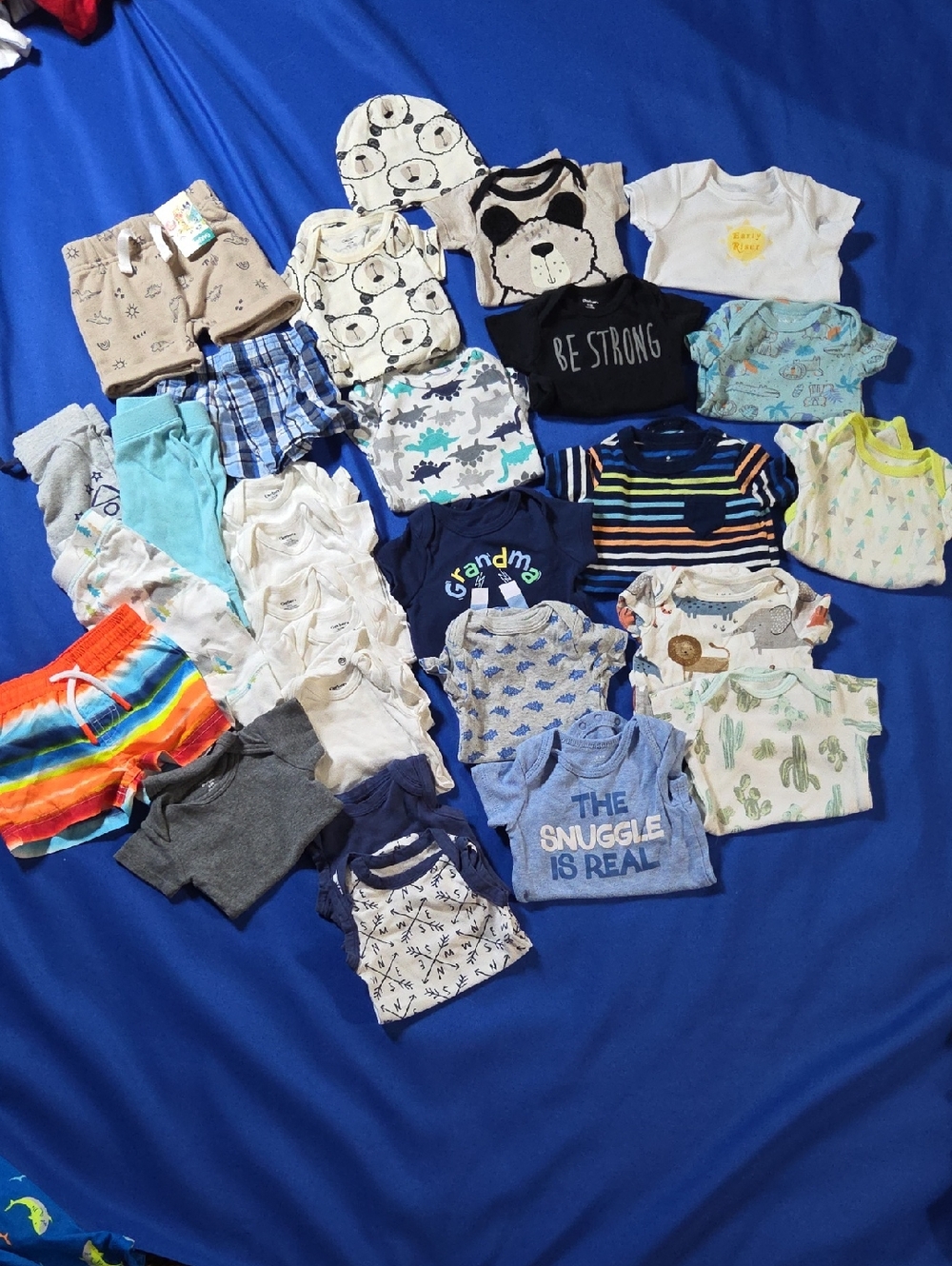 Gerber Baby Boys' Onesie & Shorts Bundle - Blue, White, Gray, Tan 0-3 Months